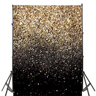 5x7FT Vinyl Party Glitter Black Gold Dots Photo Studio Backdrop Background Props