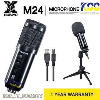 🚀ส่งชัวร์🚀⚡ไมโครโฟน Nubwo M24 Condenser Microphone USB พร้อมขาตั้ง+HEADPHONE JACK ใช้งานง่าย เหมาะสำหรับสตรีมและสายCover