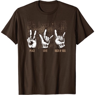 เสื้อยืดลําลอง แขนสั้น พิมพ์ลาย Peace Love Rock And Roll Guitar คุณภาพสูง แฟชั่นยอดนิยม สไตล์เกาหลี สําหรับสตรี