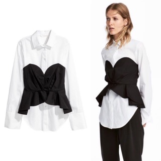 Cotton Blouse with Bustier White/Black