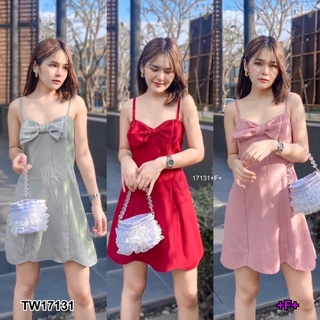 set 2 ชิ้น เสื้อสายเดี่ยวโบว์อก 2 ชั้น + กางเกงขาสั้น TT17131 Set of 2 pieces. Single-breasted bow top + shorts.