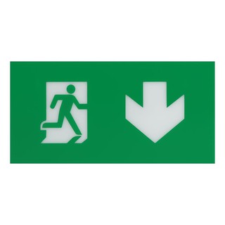 แผ่นป้ายทางออกฉุกเฉิน ลงไปทางขวา DELIGHT BLA1 EMERGENCY EXIT SIGN DELIGHT BLA1 PERSON EXIT THROUGH DOORWAY RIGHT DOWN AR