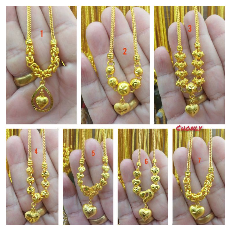 สร้อยคอระย้าทองไมครอน เคลือบหนา5ระดับห้อยจี้หัวใจน่ารักสวยเหมือนจริงตะขอมีตราปั๊ม(แถมตะขอสำรอง1อันครับ)