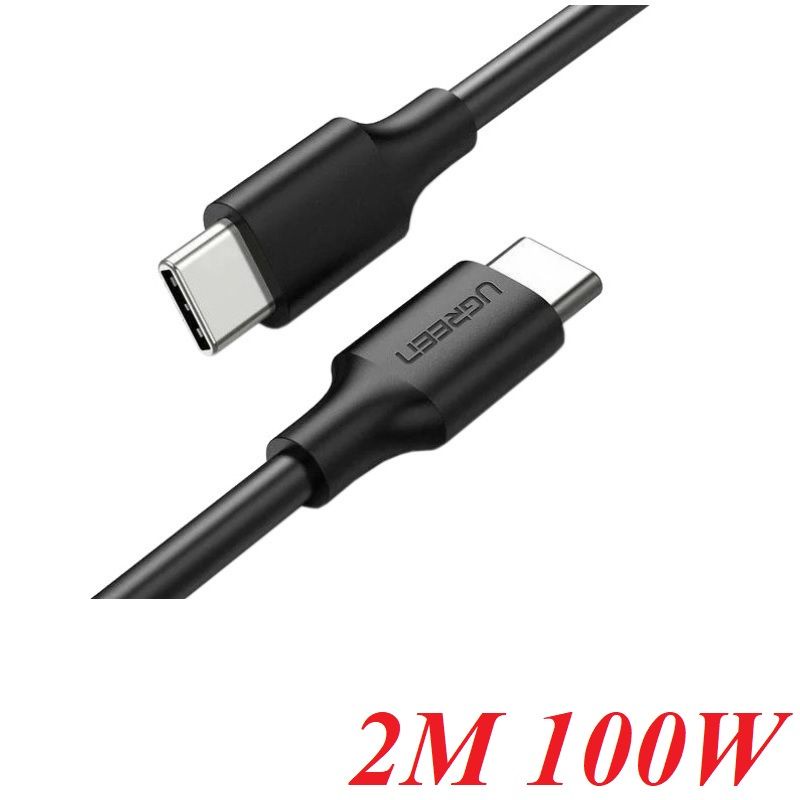 Ugreen 80372 2M 100W สีดํา USB type C สายชาร์จและส่งสัญญาณข้อมูลรองรับความจุชาร์จเร็ว Us300
