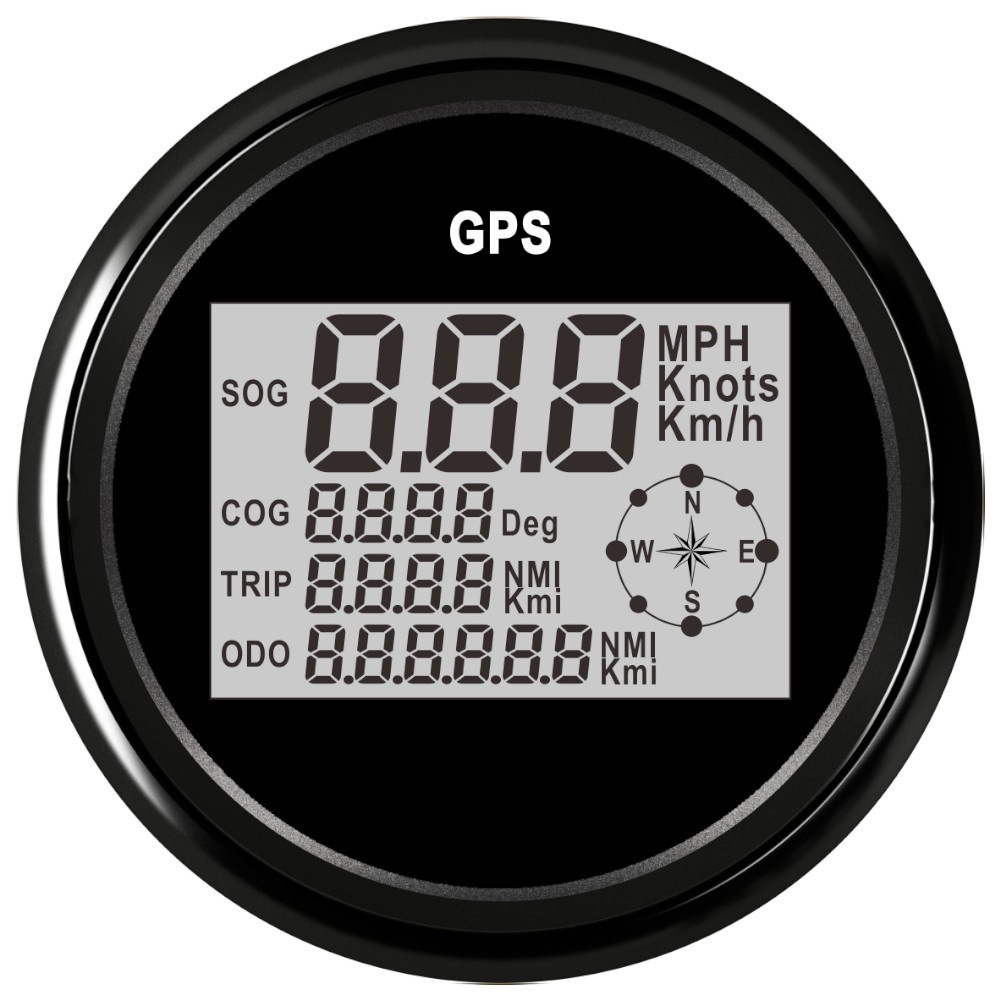 85 มม.marine digital speedometer gauge 0 ~ 999 ปม mph km/h ปรับ GPS ความเร็วเมตรพร้อมไฟพื้นหลัง + 9-
