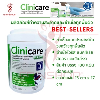 Clinicare Ultra ทิชชู่เช็ดทำความสะอาดและฆ่าเชื้อโรคได้ทุกพื้นผิวได้ในผลิตภัณฑ์ชนิดเดียว ใช้ฆ่าเชื้อในโรงพยาบาล และคลินิก