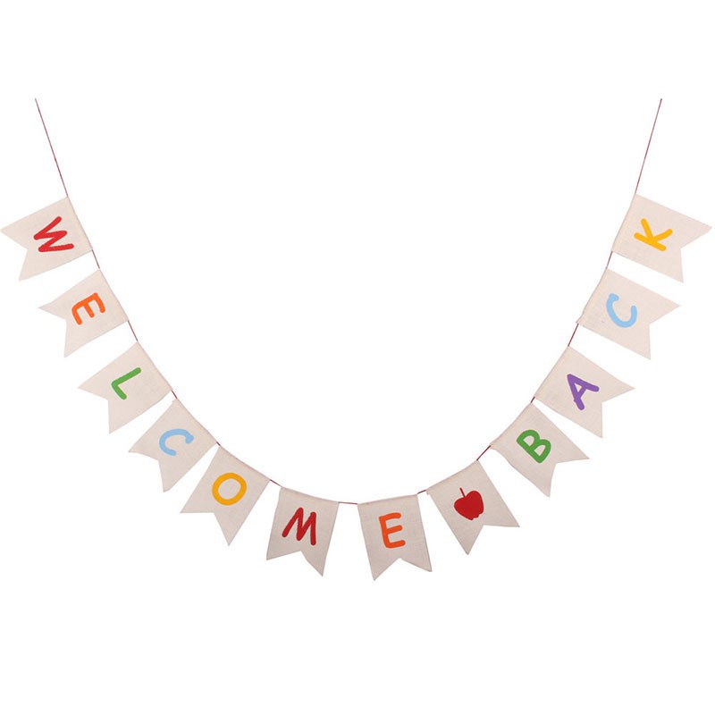 1pc Burlap Party Welcome Back Banner With Color Letter Printed