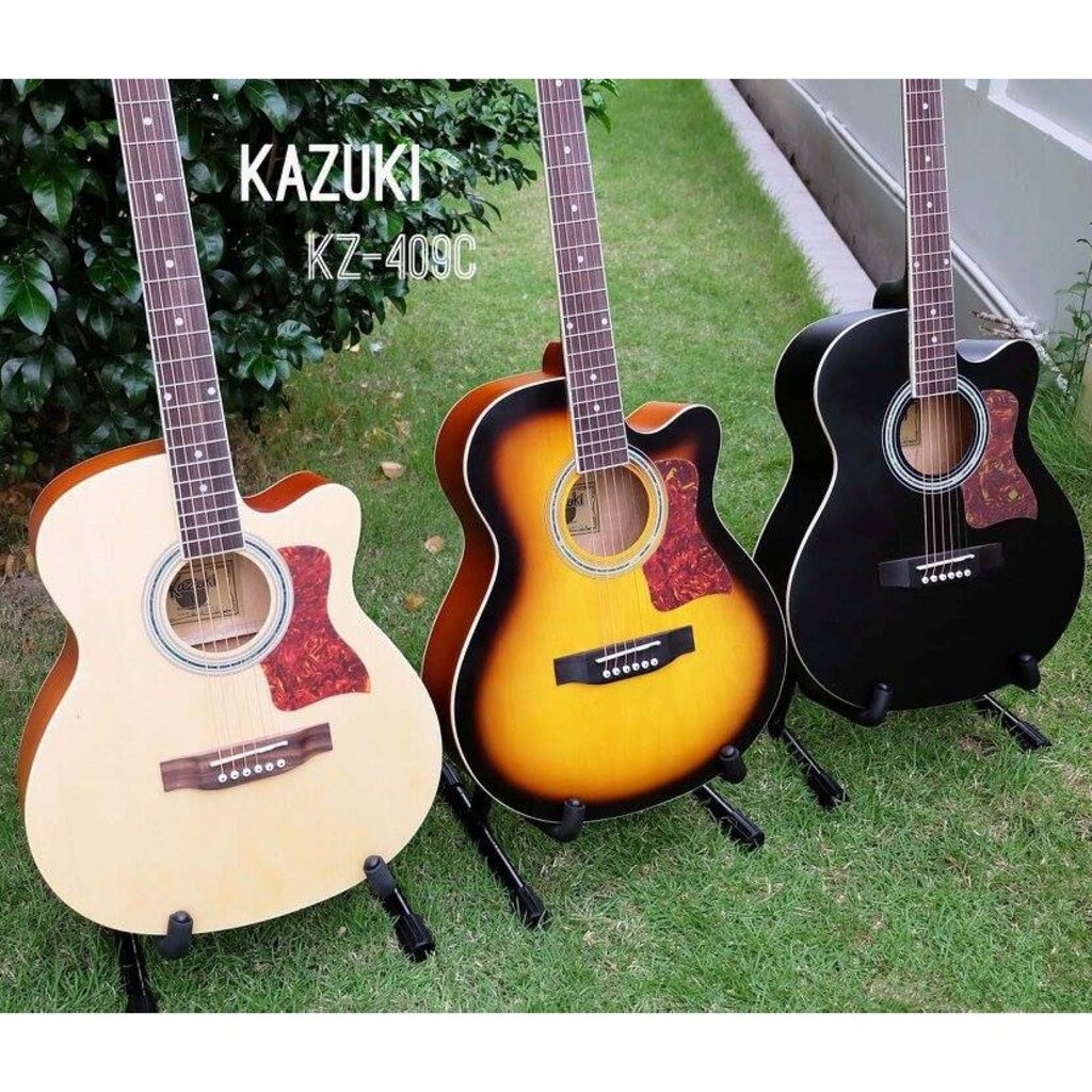 (ส่งทุกวัน/3สี) Kazuki กีตาร์โปร่ง 40นิ้ว คอเว้า Kazuki KZ-409C (สีด้าน) กีต้าร์โปร่ง 40นิ้ว