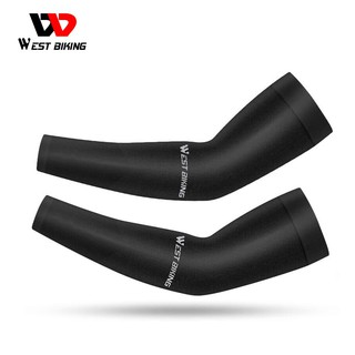 [Fulfilled by Shopee]WEST BIKING ปลอกแขนป้องกันรังสียูวี 1 คู่ ผ้าไหมน้ำแข็ง อุปกรณ์ปั่นจักรยาน
