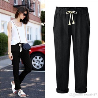 กางเกง Denim Harem Pants ผ้ายีนส์แบบไม่หนา นิ่ม ยืดหยุ่น ใส่สบาย