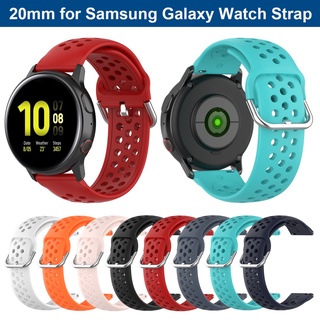 สายนาฬิกาข้อมือซิลิโคน 20mm สําหรับ Samsung Gear S2 มีรูพรุน สายรัด สายรัดข้อมือ สําหรับ Samsung Galaxy Watch Active