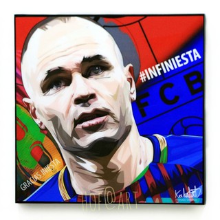 Andres Iniesta อันเดรส อิเนียสต้า บาร์เซโลน่า Barcelona บาร์ซ่า รูปภาพ​ติด​ผนัง​ pop art ฟุตบอล​ กรอบรูป​​ รูปภาพ