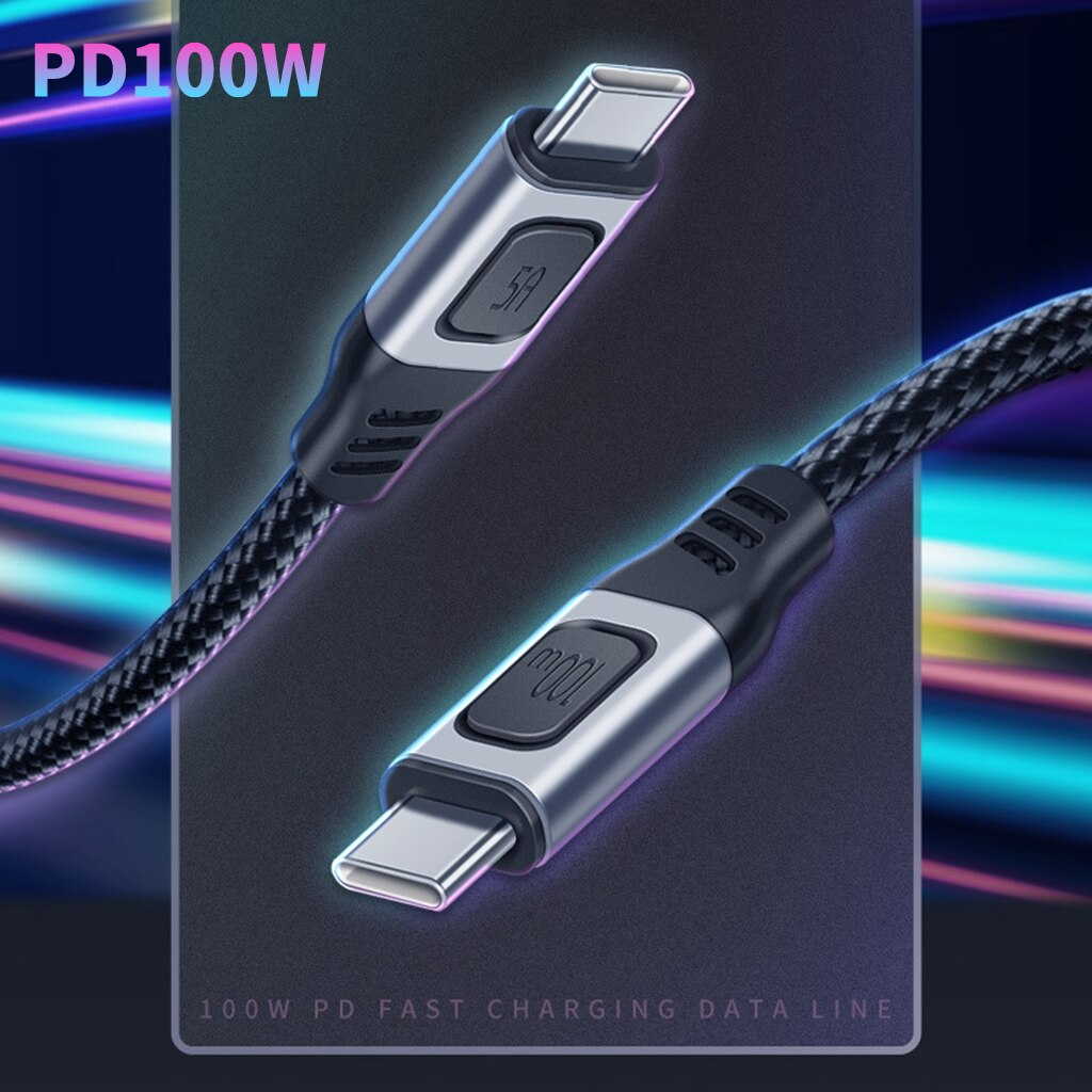 5A USB C ถึง USB Type C สําหรับแล็ปท็อป PD 100W USB-C Type-C PD Fast Charger สําหรับ PC โทรศัพท์ Cha
