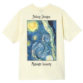 STUSSY พร้อมส่ง Wcib เสื้อยืดแขนสั้นพิมพ์ลาย Van Gogh Starry Sky สําหรับผู้ชาย