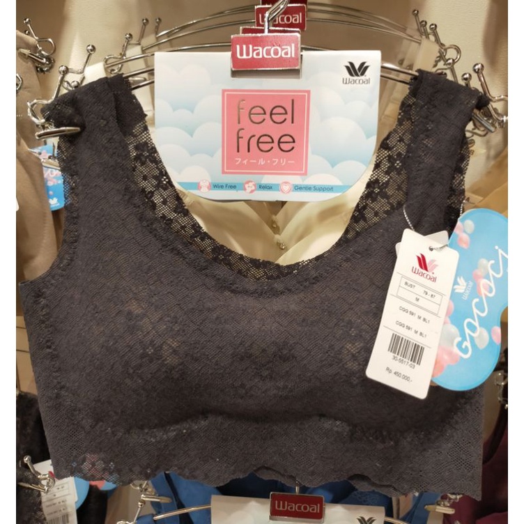 Hitam Original ️WACOAL GOCI LACE SEAMLESS BRA WITH WIRE WITHOOKS BLACK CREAM SEAMLESS CREAM