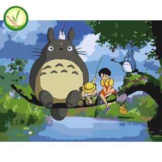 EP-HOME DIY ภาพวาดสีน้ำมัน ภาพระบายสีตามตัวเลข My Neighbor Totoro unframe