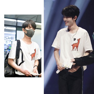 Pre Order เสื้อยืดแฟชั่นลายน้องกวาง แบบ เซียวจ้าน หวังอี้ป๋อใส่