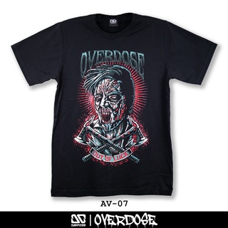 Overdose T-shirt เสื้อยืดคอกลม สีดำ รหัส AV-07(โอเวอโดส)