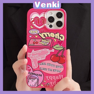 VENKI - iPhone Case For 14 Series TPU Soft Case Sweet Style Glossy Cherry Graffiti Candy Case Camera Protection Shockproof For iPhone 14 13 12 11 Plus Pro Max 7 Plus X XR