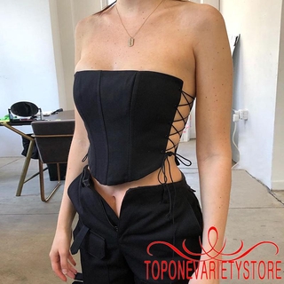 Topq - เสื้อเกาะอกสีพื้นสําหรับผู้หญิง