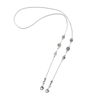 DSP สร้อยคล้องแมสเงินแท้ ไหมดำ แก้วขนเหล็ก เสริมฐานมงกุฎ เงินแท้ 92.5% : 925 Sterling Silver Face Mask Chain [DS0106]