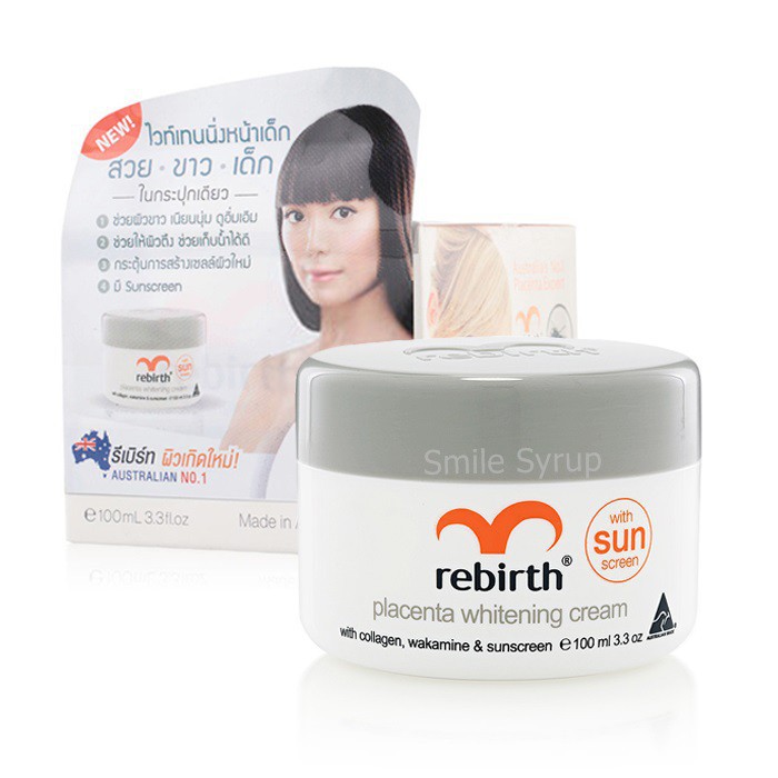 Rebirth Placenta Whitening Cream with Wakamine, Collagen & Sunscreen 100mL