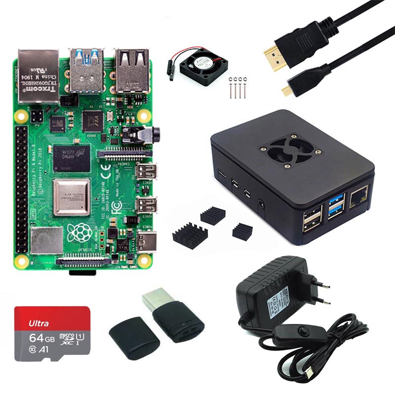 Original Raspberry Pi 4 8GB 2GB 4GB RAM with ABS Case Power Supply Adapter Aluminum Heat Sink for Ra