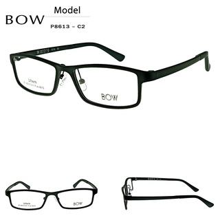 กรอบแว่นตา BOW รุ่น P8613-C2 สีดำด้าน น้ำหนักเบา ใส่สบาย Vintage มีบริการตัดแว่นสายตาราคาถูก