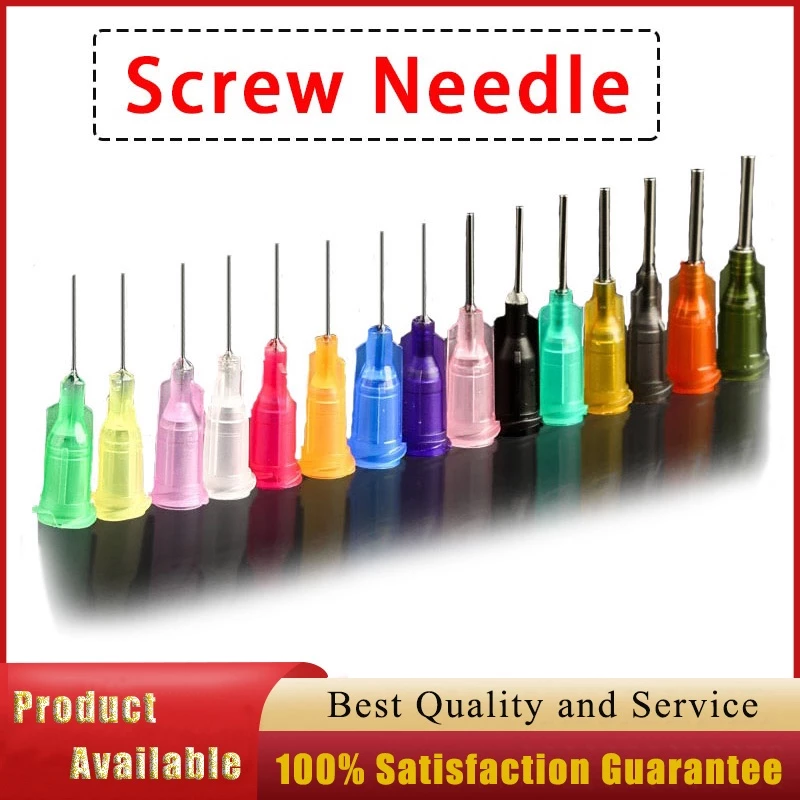 10Pcs สกรูหัวฉีดเข็มพลาสติกเหล็ก หัวเข็มหยอดกาว ปลายสแตนเลส เข็มหยอดของเหลว วัสดุสิ้นเปลือง Dispenser อุปกรณ์เสริม 14G/15G/16G/ 17G/18G/19G/20G/21G/22G/23G/25G