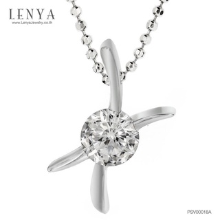 Lenya Jewelry จี้เพชร DiamondLike 1 กะรัต ดีไซน์รูปตัว X เอกลักษณ์ที่ไม่ซ้ำใคร ตัวเรือนเงินแท้ชุบทองคำขาว