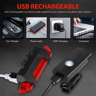 ไฟหน้าและหลังสำหรับติดจักรยานแบรนด์USB RECHARGEABLE