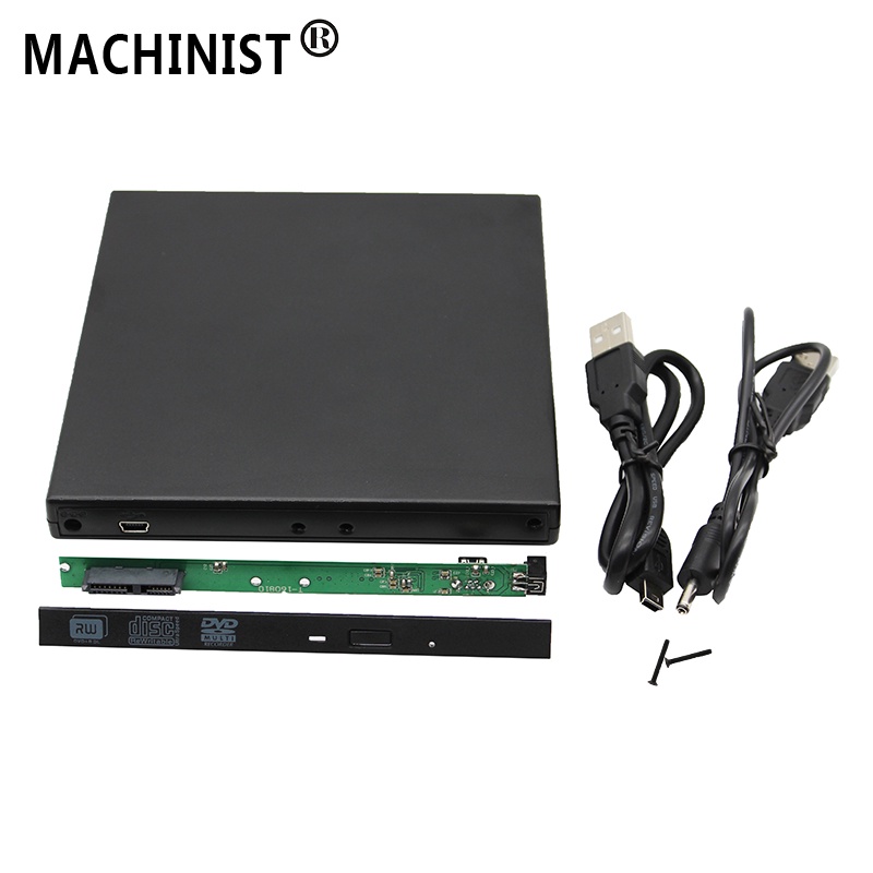 9.5mm USB 2.0 SATA external drive DVD CD DVD-Rom Case drive box for Laptop Notebook External Portabl