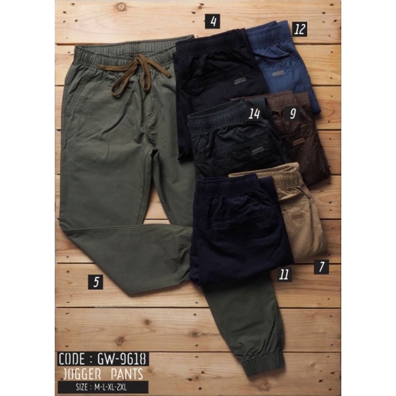 กางเกงขาจั๊ม Jogger รุ่น9618 เอวรูด มีเชือกผูก (งานไทย)