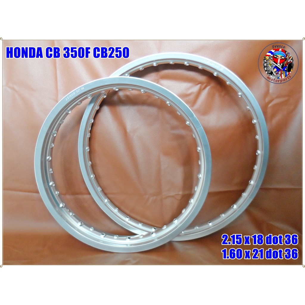 Silver Aluminium Wheel Rim Set วงล้ออลูมิเนียมหน้าและหลังสีเงินขอบ 2.15 x 18 dot 36 รู & 1.60 x 21 d