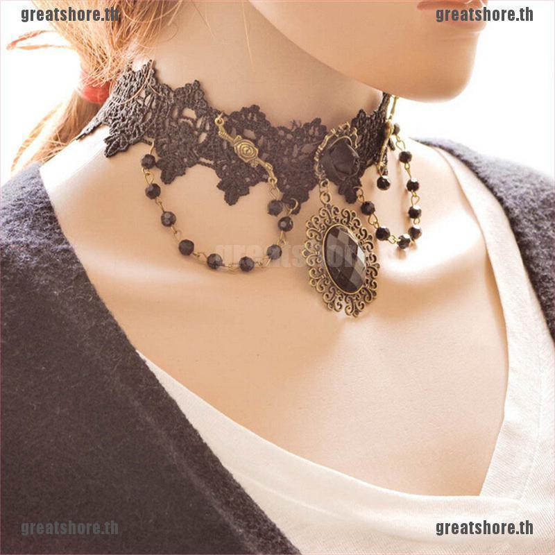 [GREAT]Fashion Lolita Gothic Black Rose Flower Lace Choker Collar ...