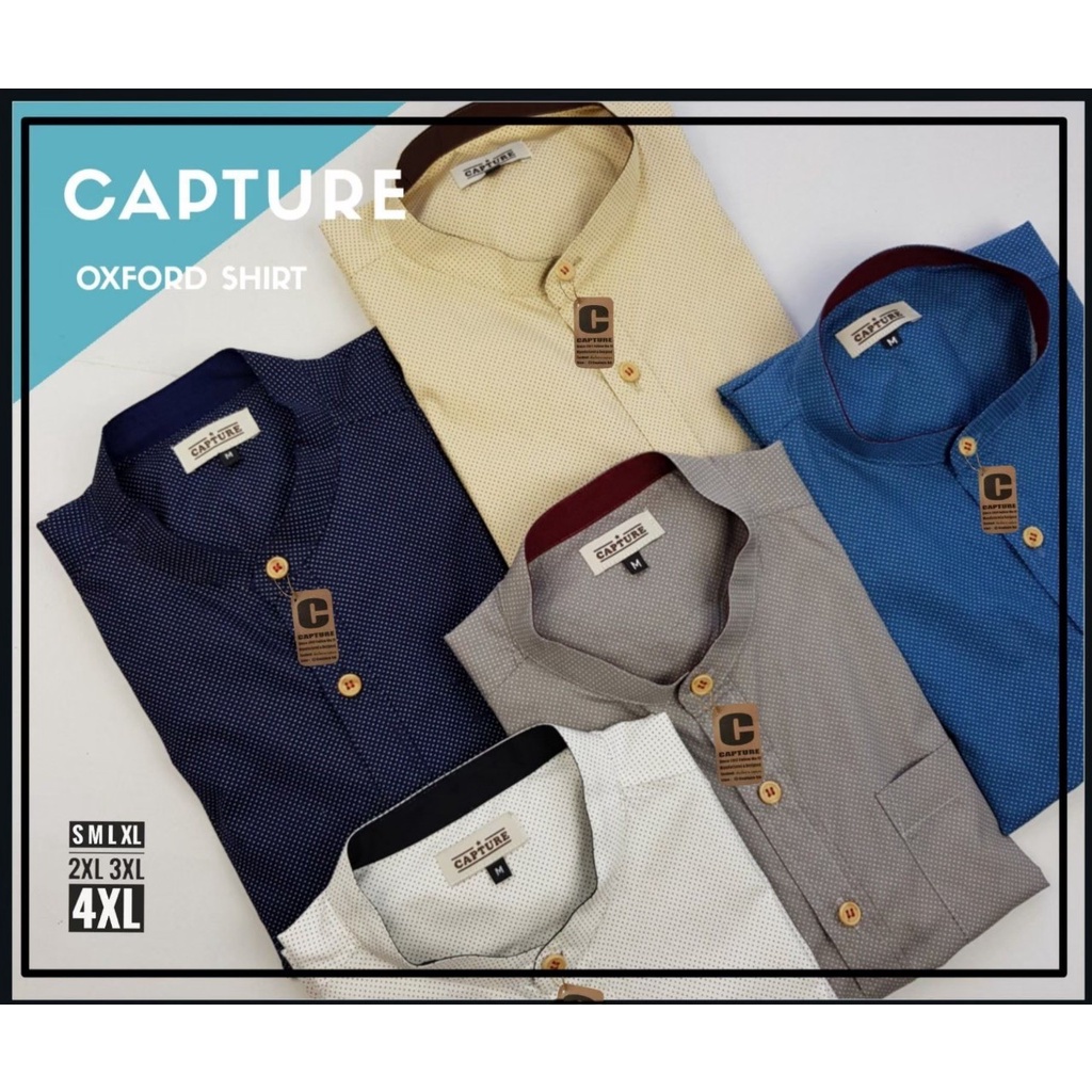 เสื้อเชิ้ตแขนสั้น คอจีน ผ้า Cotton100% ลายจุดไข่ปลา มีถึงไซส์ 4XL