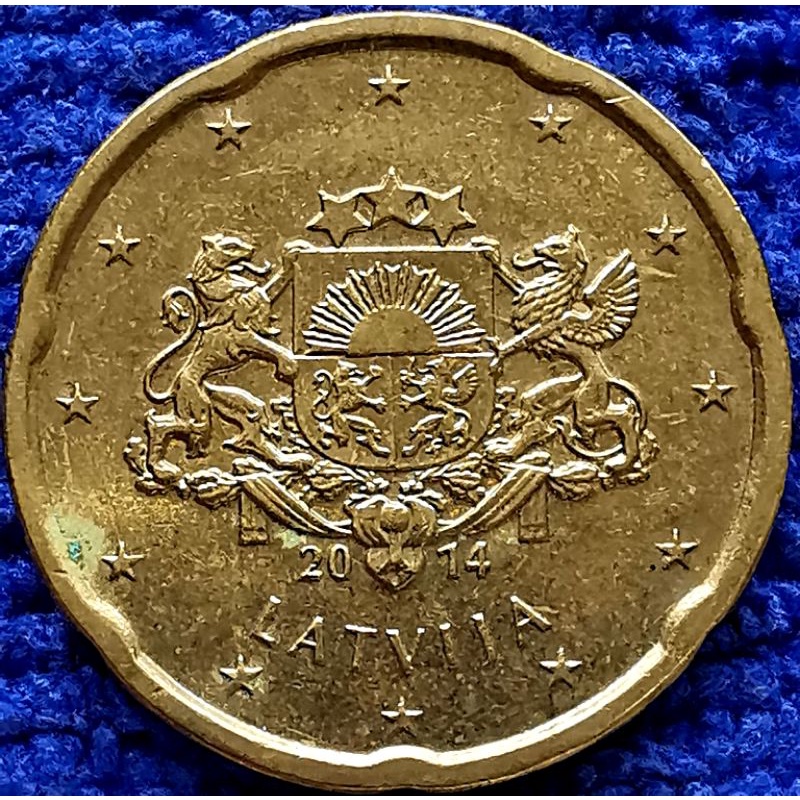 เหรียญ​ยูโร ลัทเวี​ย​ Latvia , 20 Euro Cent, #​1883, ใช้แล้ว