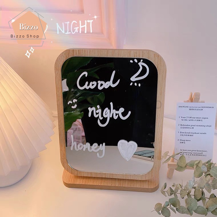 พร้อมส่ง✨ กระจกไม้พับได้ กระจกมินิมอลตั้งโต๊ะ