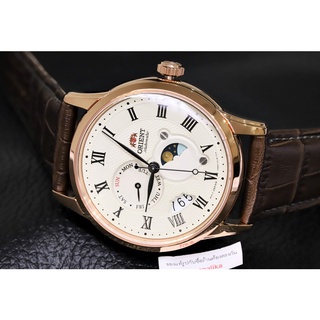 (แถมกล่องแบบพกพา) นาฬิกา Orient Classic Automatic Sun And Moon รุ่น RA-AK0007S