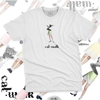 Cat•Walk White Tee (Design3)ใส่โค้ด REV60AUG ลดสูงสุด60.-