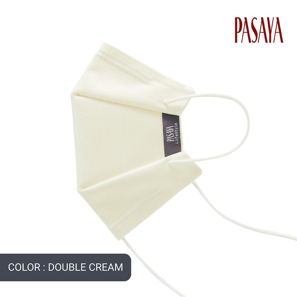 PASAYA  FabricMask หน้ากากผ้าไหม มีสายคล้องคอ CAREZZA -  1 ชิ้น (20 เฉดสี / ขาว ครีม น้ำตาล )