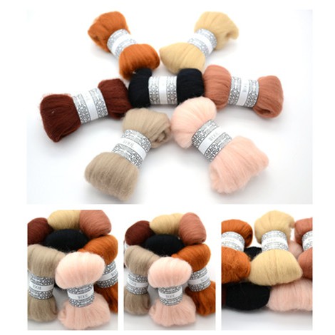 เย็บปักถักร้อย handmade Needle Felting Wool felt DIY Wool fibre " สีน้ําตาล series"
