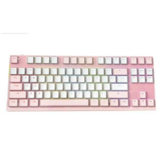 OKER K82 Winter Pink TKL RGB Mechanical Backli Wired Gaming Keyboard Bule Switce คีย์บอร์ดเกมมิ่ง(Pi