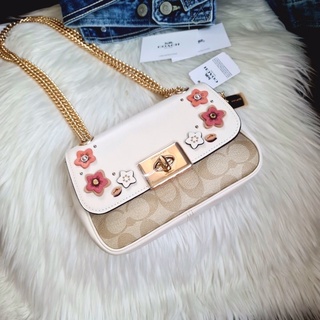 💕💼รุ่นใหม่ค่ะ COACH MINI CASSIDY CROSSBODY IN SIGNATURE CANVAS WITH FLORAL APPLIQUE