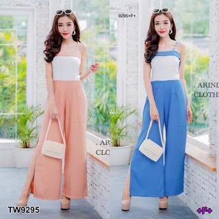 J9295 Jumpsuit จั๊มสูทยาว สายเดี่ยว ผ่าข้างขา