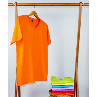 เสื้อยืด (ออกใบกำกับภาษีได้) สีส้ม คอกลม คอวี (พร้อมส่ง สินค้าผลิตในไทย)