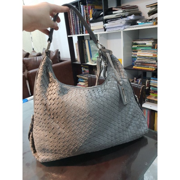 Morgan Woven Leather Bag ,style Bottega กระเป๋าหนังสาน แท้ 💯 %  มอร์แกนแท้ มือสอง