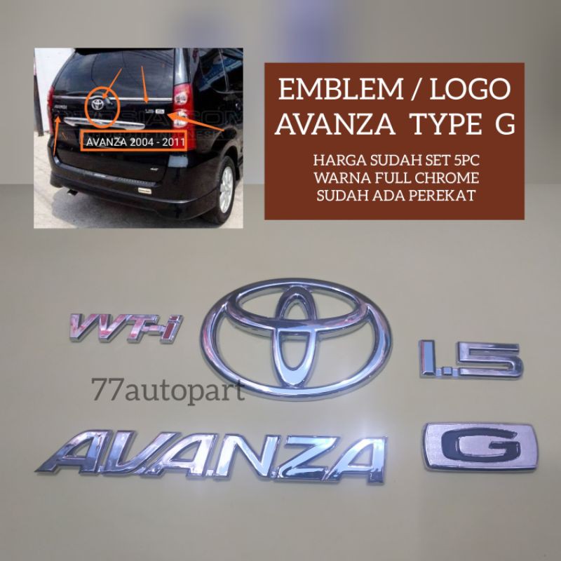 Avanza type G logo Emblem set 5pc