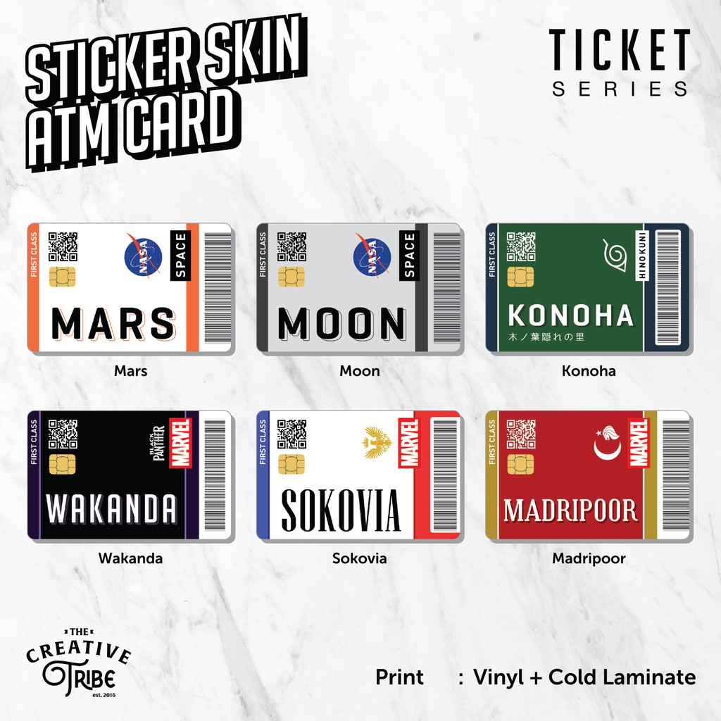 สติ๊กเกอร์การ์ดเกมตั๋ว - Vinyl ATM Debit Credit Emoney Flazz Boarding Pass Sticker