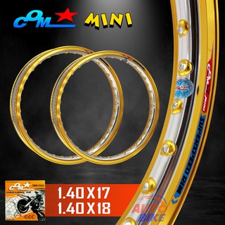 ล้อ COM MINI 1.40 X 17 + 1.40 X 18 ทรงเรซซิ่ง ขอบยก ทูโทน ล้อคอม มินิ แพ็คคู่ ขนาด 1.40 ขอบ 17 และ ขอบ 18 ของแท้ 100%